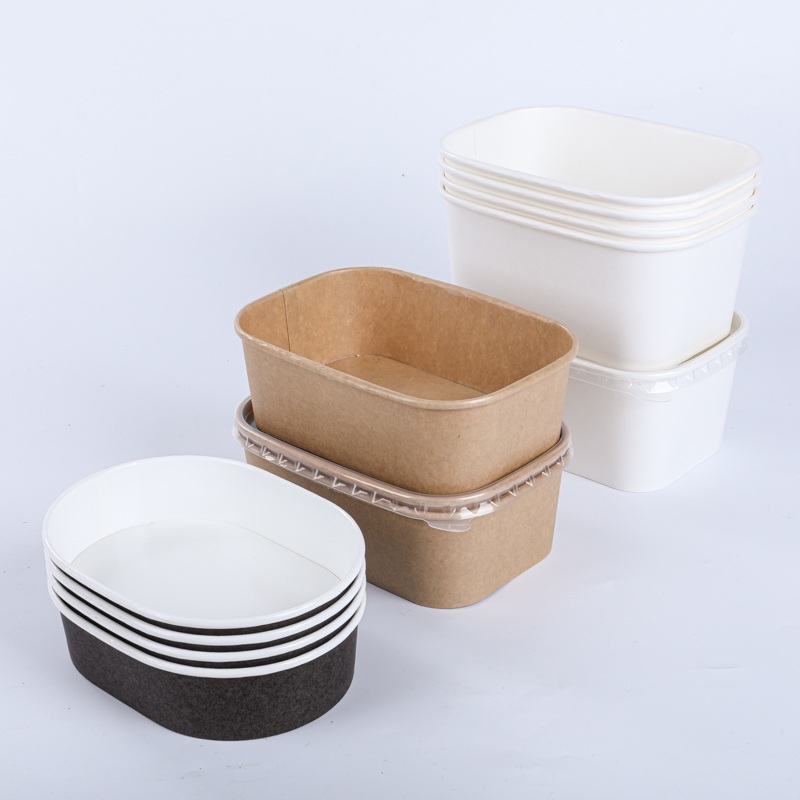 Paper salad bowl with lid