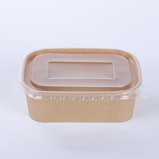 Reusable rectangular paper bowls with lids